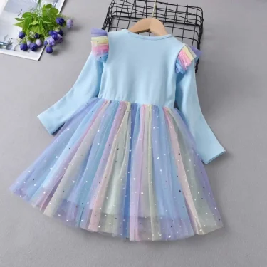 2025 New Princess Dress Girls Dress Spring Autumn Kids Dress Long-sleeved For Children's Party Clothes Elsa Frozen Dress 2-9Y 3