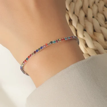 1Pieces of Ladies Transparent Shiny Crystal Bracelet 27 Colors Full Rhinestone Elastic Bracelet Women Wristband Bracelet Gift 5