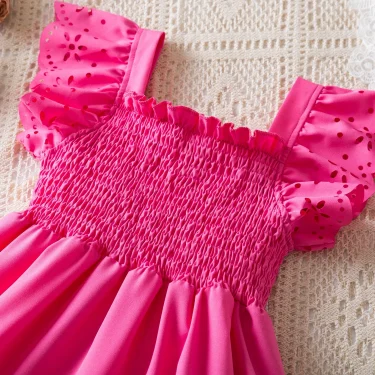 Girl Lace Dress Ruffles Sleeves Holiday Kid Dress Princess Birthday Party Royal Blue Dress 2-6Yrs Children's Casual Clothes 3