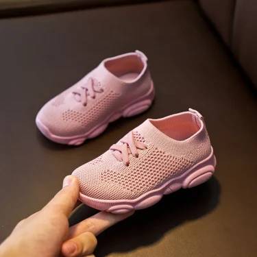 Kids Boys Girls Knitted Shoes Korean Soft Bottom Boys Girls Children Mesh Breathable Sneakers Wear and Off Easy Casual Kids Shoe 5