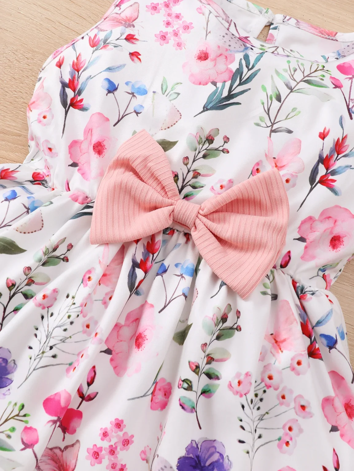 4-7 Years Kids Girls 2PCS Dress Set Solid Knitted Overcoat+Floral Sleeveless Dress with Belt Photography Style Princess Clothing 6