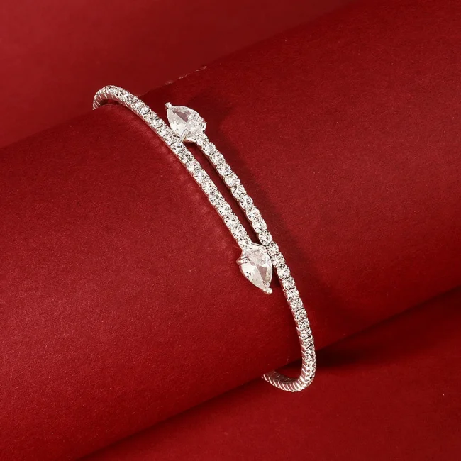 Miallo Fashion Rhinestone Bracelets for Women Silver Color Bangle Shining Luxury Trendy Ladies Girls Bracelet Jewelry Gifts 2