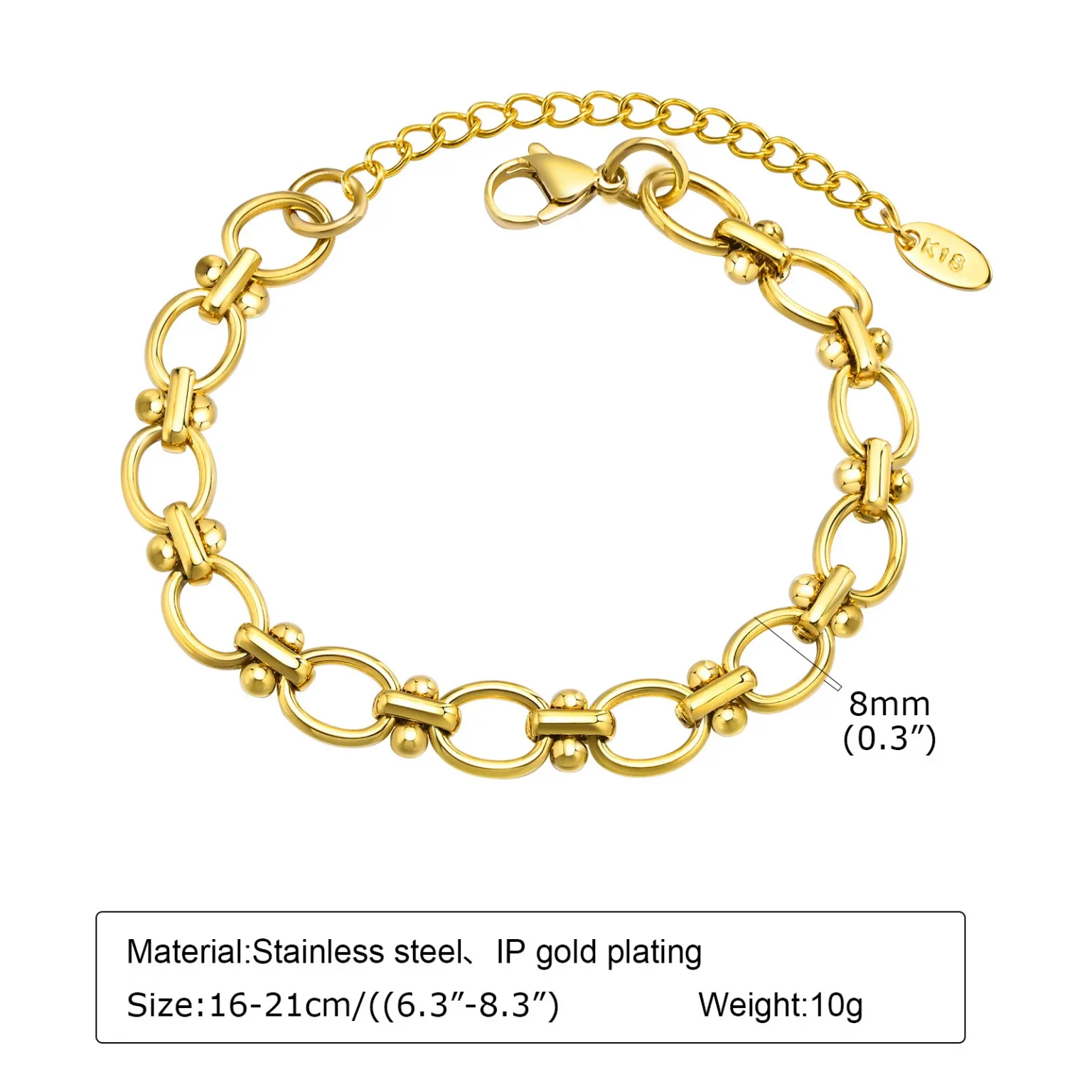 Statement Stainless Steel Chain Bracelet for Women, Vantage 18k Gold Plated Elegant Jewerlry 5