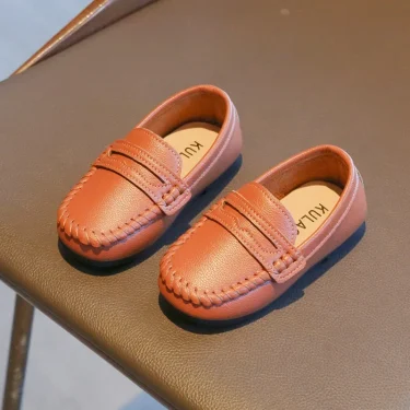 Children Boys Leather Shoes Spring and Autumn Simple Slip-on Round-toe School Shoes Loafers Flats Moccasins Classic Formal 4