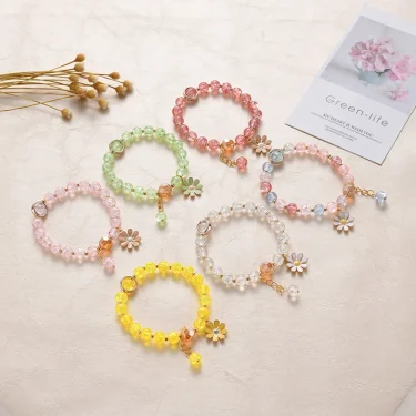 Popcorn Bead Sweet Bracelet For Children Women Cute Cloud Flower Pendant Bracelets Kids Girls Charm Wish Bracelet Wholesale 6
