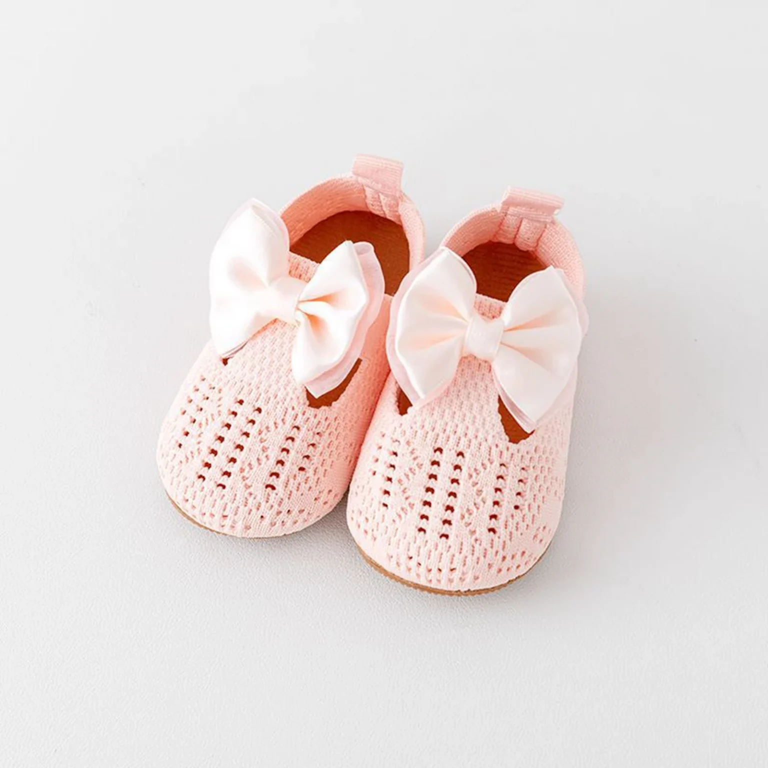 Princess Baby Girls Flats Shoes Moccasins Cute Bow Knitted Hollows out Shoes Summer Casual Walking Shoes for Newborn Infant 4