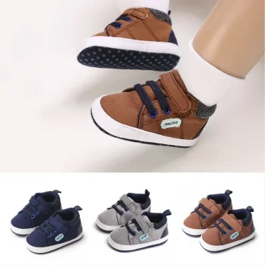 Baby Boy Shoes Canvas High Top Casual Soft Sole Newborn Sport Walking 0-18 Months 1