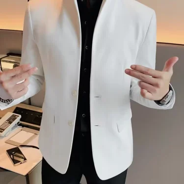 Men's White/Black Blazer Single Breasted Formal Man Suit Jackets Men's Stage Clothing for Men Male Blazer One Coat for Party