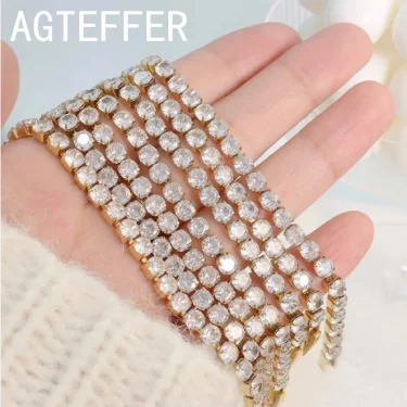 New 925 Sterling Silver Hip Hop Fashion Women's Tennis Bracelet Rose Gold Shining Cubic zirconia Bracelet Wedding Jewelry Gift 6