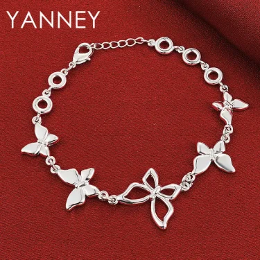 Women's 925 Sterling Silver 8 Inches Exquisite Butterfly Bracelet For Wife Fashion Charm Gifts Wedding Party Jewelry 1