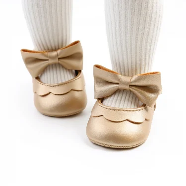 0-18M Newborn Infant Baby Girls Princess Crib Shoes Bow Knot Solid Color First Walker Soft Sole Shoes 2