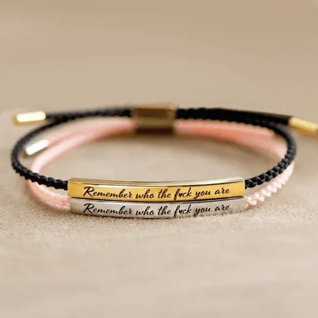 Trendy Design “Remember Who The Luck You Are” Motivational Tube Bracelet for Best Friend Gift Popular Adjustable Bradied Jewelry 4