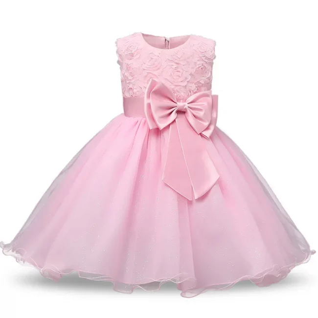 Princess Girl Dress Wedding Birthday Party Frocks for Children Costume With Bow Prom Ball Gown Elegant Party Dress For Girls 3