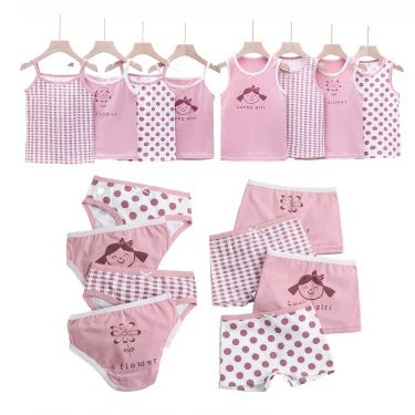 Summer Girls tank top Children's Wear Pure Cotton Crewneck Vest Strappy Tops Briefs Boxer Shorts Kid 3-8 Years Old 1