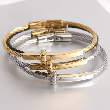 Stainless Steel Women Fashionable Wholesale Unisex Bracelet Bangle Cable Line Jewelry 2