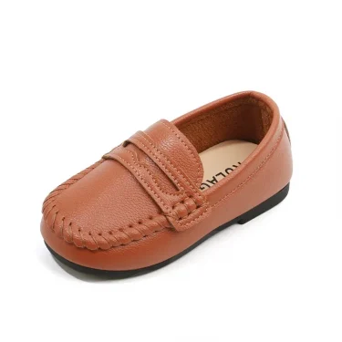 Children Boys Leather Shoes Spring and Autumn Simple Slip-on Round-toe School Shoes Loafers Flats Moccasins Classic Formal 6