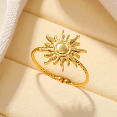 Stainless Steel Sun Rings For Women Gold Color Sun Butterfly Finger Adjustable Ring Aesthetic Fashion Wedding Jewelry Gift 2025 2