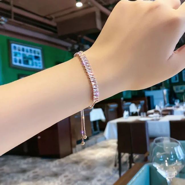 Full of Rhinestone Stainless Steel Bracelet For Women 2022 New Designer Shiny Luxury Zircon Adjustable Bracelets Jewelry Gift 2