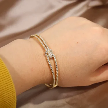 exquisite AAA luxury full zircon knot bracelet elegant women's wedding party opening adjustable bracelet 2