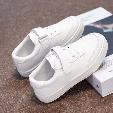 Children White Sneakers Pu Leather Breathable School Kids Casual Shoes Fashion All-match 25-36 Anti-slip Boys Girls Board Shoe 4