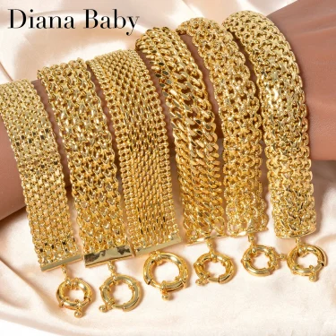 New 18MM wide copper chain bracelet unisex 18K gold plated wristband Miami Sidewalk bracelet Punk Hip Hop Jewelry party gift 1