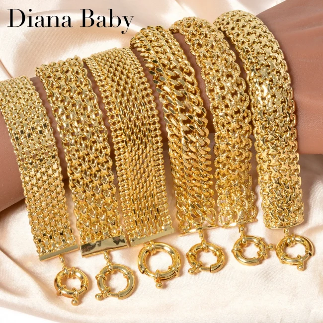 New 18MM wide copper chain bracelet unisex 18K gold plated wristband Miami Sidewalk bracelet Punk Hip Hop Jewelry party gift 1