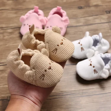 Newborn Baby Crib Shoes Boys Girls Casual First Walker Cute Animal Ear Soft Soles Anti-Slip Toddler Flat Shoes for 0-18 Months 2