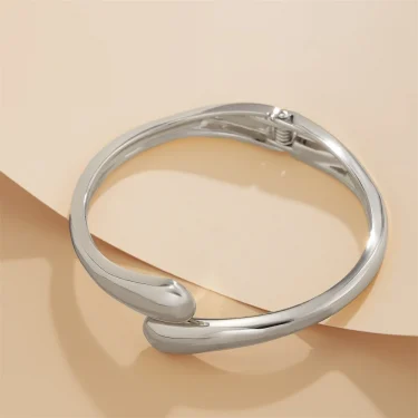 Wide Metal Bangle Ring for Women Gold and Silver Color Chunky Waterdrop Open Wrist Cuff Thick Irregular Twisted Bracelet Jewelry 4