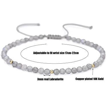 Dainty 3mm Labradorite Bracelet for Women Adjustable Easy to Wear to Best Friend 2