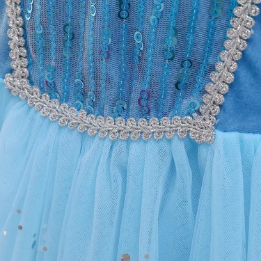 Kids Snow Queen Elsa Cosplay Princess Dress Autumn Winter Blue Long Sleeve Birthday Carnival Christmas Party Costume for Girls 6