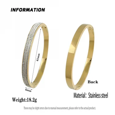 Classic Gypsophila Zircon Stainless Steel Gold Plated Bracelet, High Quality Silver Bracelet for Women, Wedding Party Jewelry 6