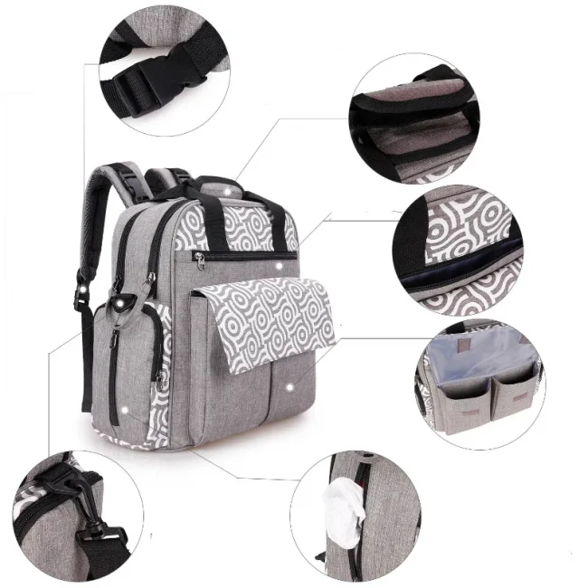 New shoulder carrying bag Diagonal cross multifunctional mommy bag Large capacity travel package Hanging baby stroller luggage 3