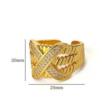 Textured Crossed Letter X Rings for Women Stainless Steel Gold Color Wedding Couple Ring Aesthetic Jewelry Gift anillos mujer 6