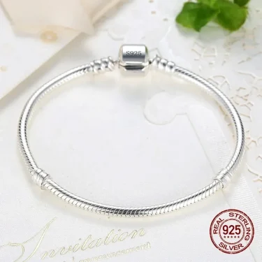 Luxury Handmade Original Fine Jewelry 925 Sterling Silver Charm Bracelet Soft Smooth Snake Bone Bracelets for Women 4