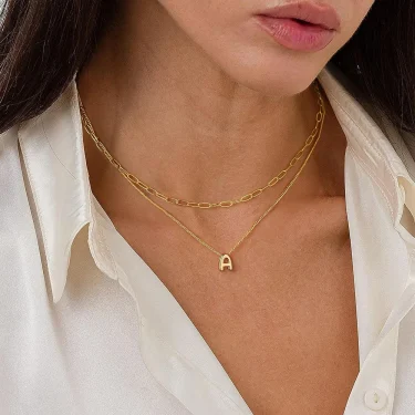 3D Bubble Initial A-Z Alphabet Mini Necklace for Women Girls Dainty Gold Plated Tiny Letter Stainless Steel Jewelry Bijoux Gift 2