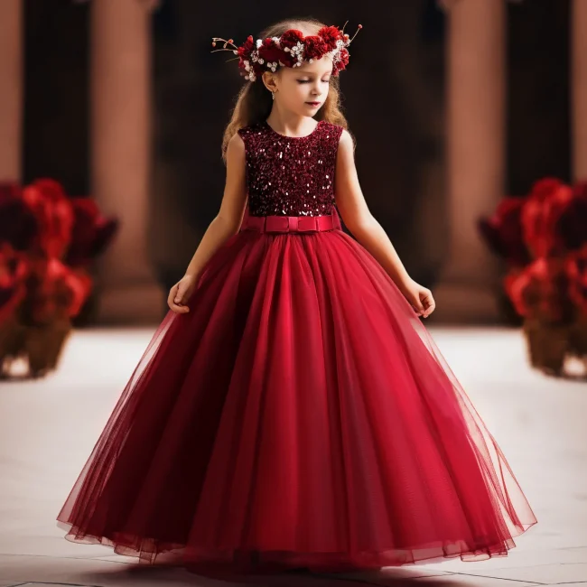 12 14Yrs Girls Princess Pageant Dress Long Bridesmaid Kids Prom Ball Gowns Children Birthday Party Sequins Backless Luxury Dress 3