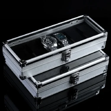 DELESYS Sales Promotion 6/12/24 Positions Aluminum Alloy Watch Storage Case Solid Shatter-Resistant Metallic Aluminium Watch Box 1