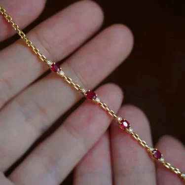 New light luxury silver inlaid ruby diamond bracelet for women chain charm fine section exquisite high-end engagement jewelry 3