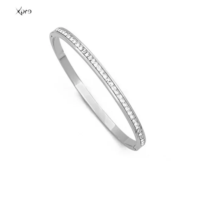 Xpro Ins Style Stainless Steel Bracelet Jewelry Inlaid Cubic Zircon Bracelet Bangles for Women Waterproof Trendy Christmas Gift 6