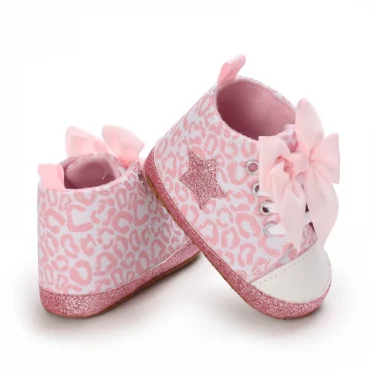 Pink Baby Shoes Princess Fashion Sneakers Infant Toddler Soft sole Anti Slip First Walkers 0-1 year old baby Christening Shoes 4
