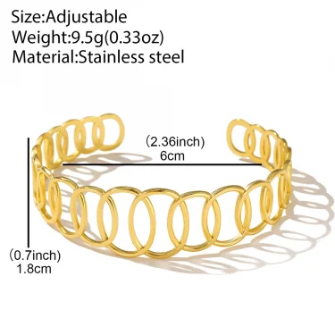 Stainless Steel Bracelet Gothic Temperament Simple Geometric Oval Ring Clasp Adjustable Bracelet Women's Jewelry Daily Match 5