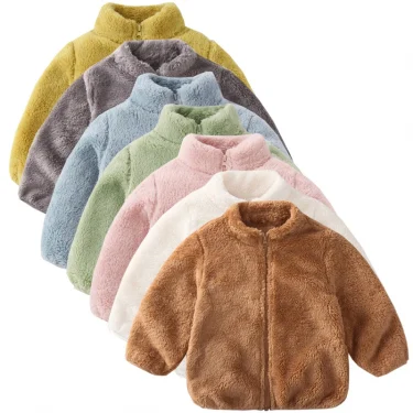 1pcs Boys Girls Autumn Coat Children Winter Thermal Fleece Jacket Kids Coats Double Sided Velvet Outerwear Baby Warm Clothes 1