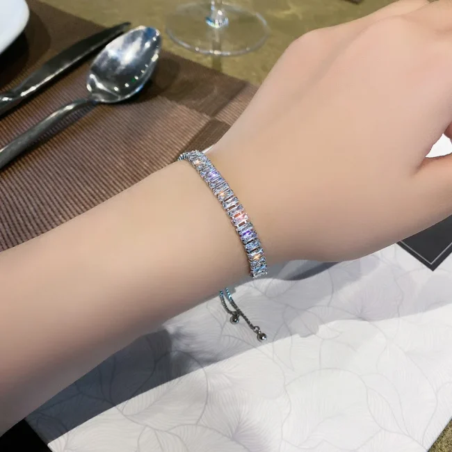 Full of Rhinestone Stainless Steel Bracelet For Women 2022 New Designer Shiny Luxury Zircon Adjustable Bracelets Jewelry Gift 5