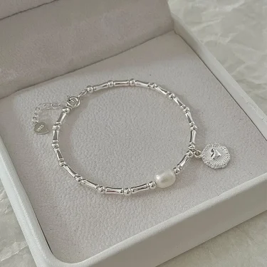VENTFILLE 925 Sterling Silver Pearls Bamboo Knots Bracelet for Women Girl Simple Korean Jewelry Birthday Gift Dropshipping 1