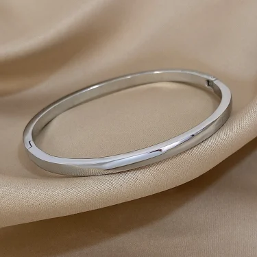 4MM Curved Glossy Thin Plain Bangle for Women Men Stainless Steel Bracelet Waterproof Cuff Stackable Minimalist Jewelry Gifts 5