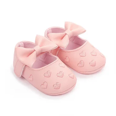 PU Leather Bowknot Baby Girls Shoes Cute Moccasins Heart Soft Sole Flat Shoes First Walkers Toddler Princess Footwear Crib Shoes 5