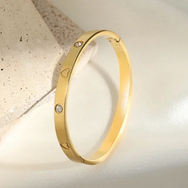 RAKOL Gold Color Stainless Steel Hot Selling Plumbossom Bangles For Women Luxury Five Leaf Flower Bracelet Bangle Jewelry Gift 6