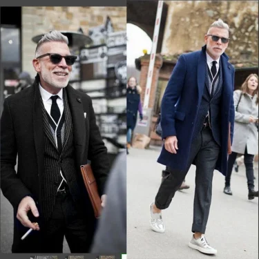 Smart Casual Black Woolen Blazer for Men with Notch Lapel Single Breasted Dinner Jacket Elegant Suit Coat for Wedding/Business 1