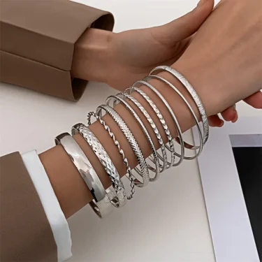 Fashion Stainless Steel Bracelets for Women Men Twist Texture Bangles Gold Silver Color Jewelry Statement Streetwear Goth Gifts 5