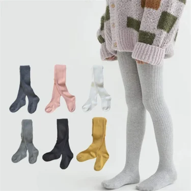 Spring Autumn Children Leggings For Girls Cotton Knitted Kids Pantyhose Solid Soft Baby Tights White Black Pantyhose 1-9Yrs New 1
